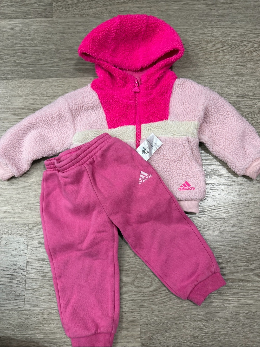 Adidas Toodler Pink Fleece Hoodie (Thick) & Joggers Set